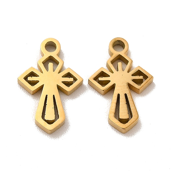 

PandaHall 304 Stainless Steel Charms, Laser Cut, Religion Cross Charms, Golden, 12.5x8x1.5mm, Hole: 1.4mm 304 Stainless Steel Cross