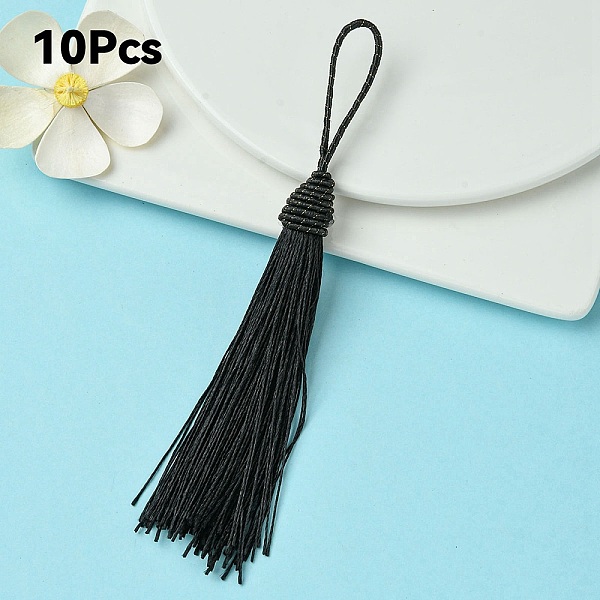 

PandaHall Polyester Tassel Big Pendant Decorations, Black, 145~175x10.5~12mm Polyester Black