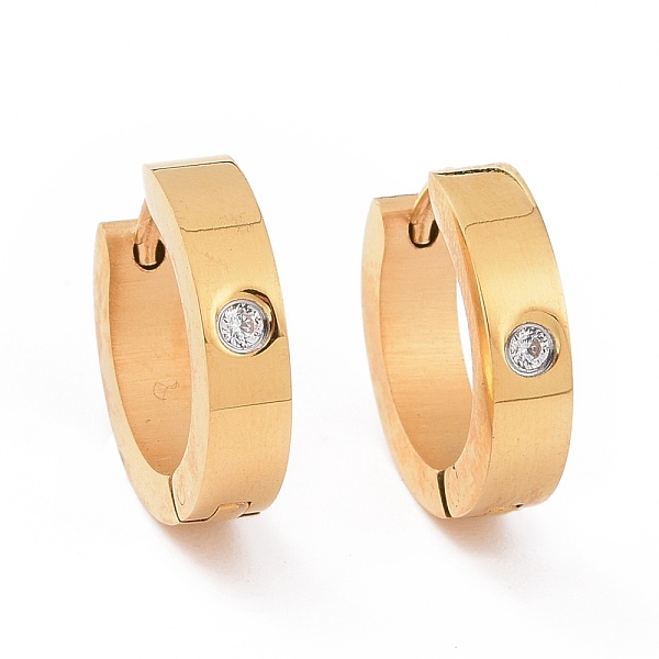 

PandaHall Crystal Rhinestones Chunky Hoop Earrings, Vacuum Plating 304 Stainless Steel Jewelry for Women, Golden, 16x16.5x4mm, Pin: 1mm..., Clear