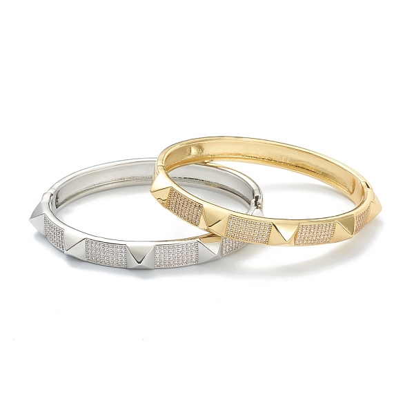 

PandaHall Brass Micro Pave Clear Cubic Zirconia Bangles, Long-Lasting Plated, Pyramid, Mixed Color, Inner Diameter: 2-1/4 inch(5.75cm) Brass...