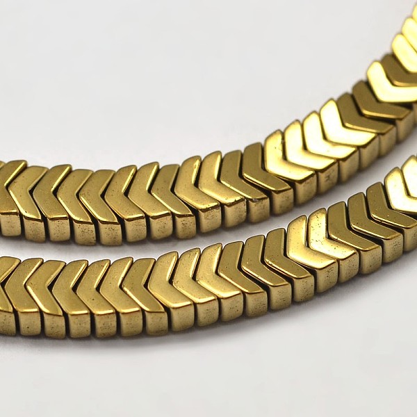 

PandaHall Electroplated Arrows Non-magnetic Synthetic Hematite Bead Strands, Golden Plated, 3x2x1mm, Hole: 1mm, 350pcs/strand, 15.5 inch...