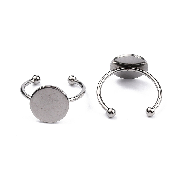 

PandaHall Stainless Steel Open Cuff Finger Ring Finding, Pad Ring Settings, Stainless Steel Color, Tray: 12mm, US Size 7 3/4(17.9mm)...
