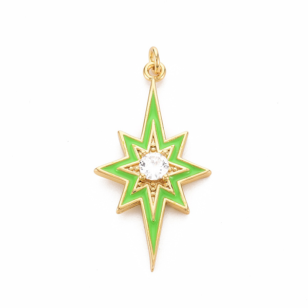 

PandaHall Brass Micro Pave Clear Cubic Zirconia Pendants, with Enamel and Jump Ring, Cadmium Free & Nickel Free & Lead Free, Star, Real 16K...