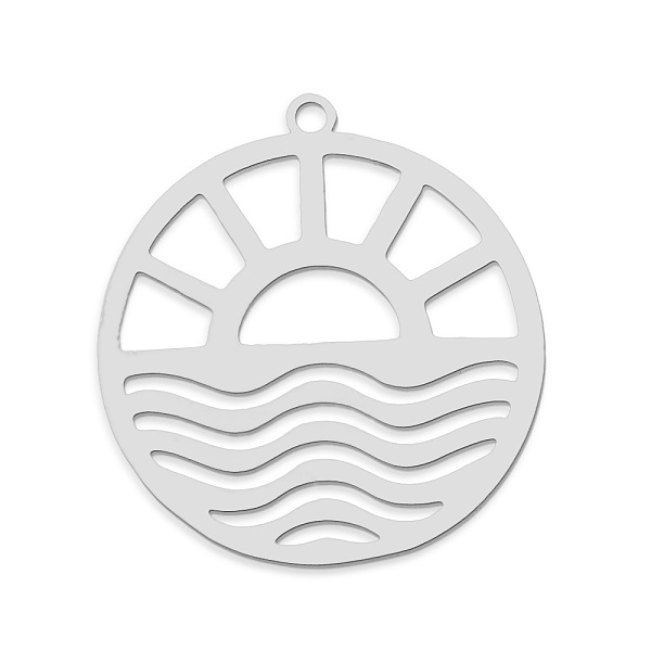 

PandaHall 201 Stainless Steel Pendants, Laser Cut, Flat Round, Stainless Steel Color, 27x25x1mm, Hole: 1.6mm 201 Stainless Steel Flat Round