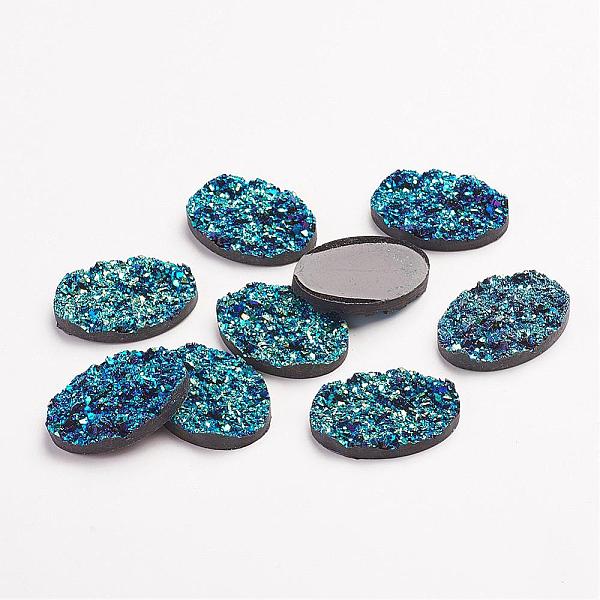 

PandaHall Druzy Resin Cabochons, Oval, Dark Turquoise, 30x20x5mm Resin Oval Cyan