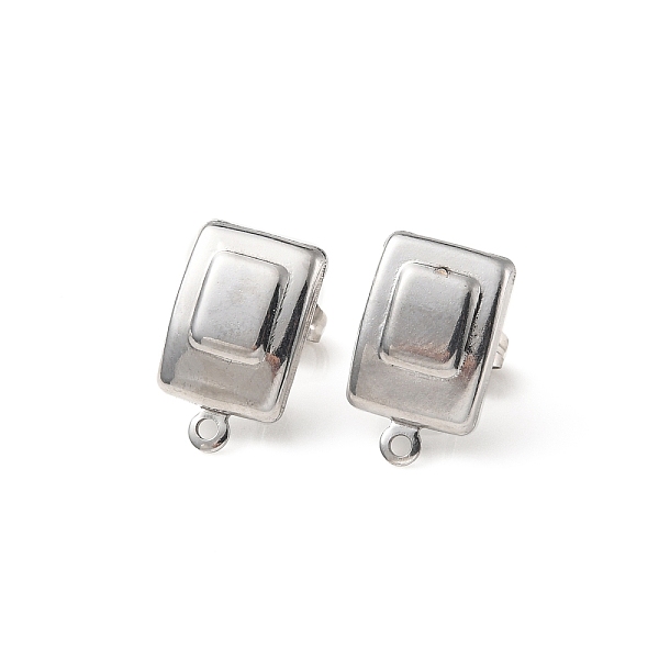 

PandaHall 304 Stainless Steel Stud Earring Findings, with Horizontal Loops, Rectangle, Stainless Steel Color, 16x10mm, Hole: 1.4mm, Pin...