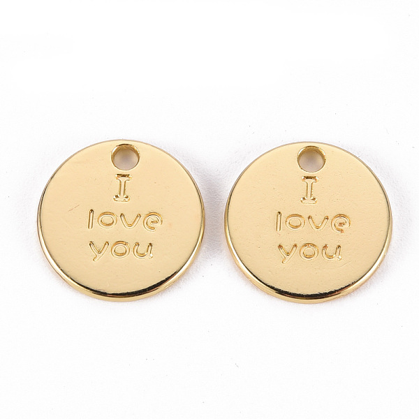 

PandaHall Rack Plating Alloy Charms, Cadmium Free & Lead Free, Flat Round with Word I Love You, Light Gold, 13x1.5mm, Hole: 1.6mm Alloy Flat...
