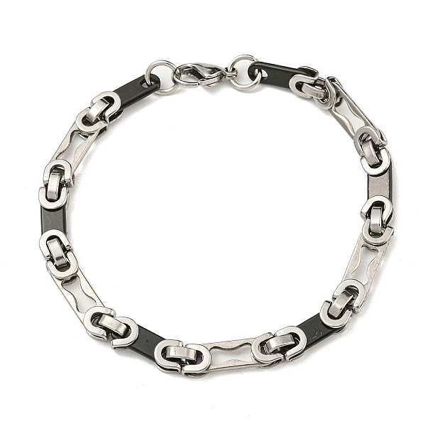 

PandaHall Two Tone 304 Stainless Steel Oval Link Chain Bracelet, Black, 8-7/8 inch(22.6cm), Wide: 6mm 304 Stainless Steel Oval