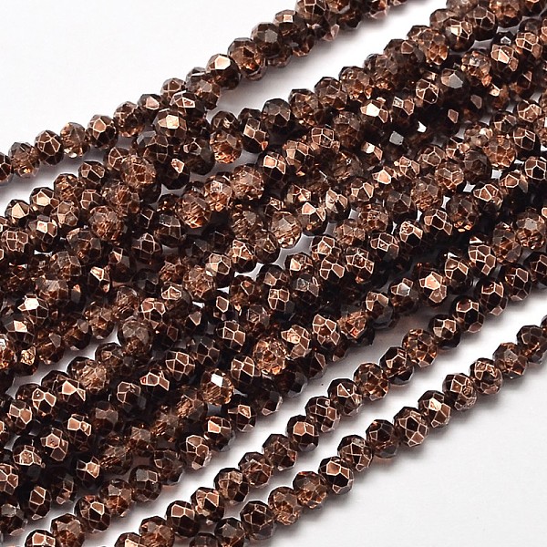 

PandaHall Faceted Rondelle Transparent Painted Glass Beads Strands, Coconut Brown, 3x2.5mm, Hole: 0.5mm, about 148pcs/strand, 14.9 inch...
