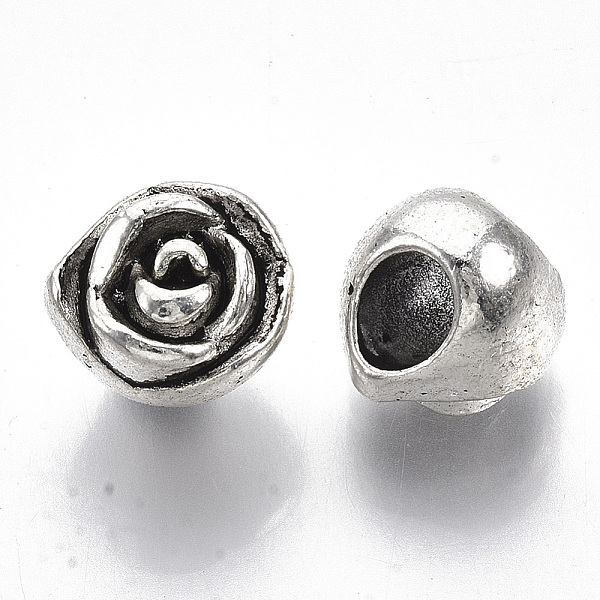 

PandaHall Tibetan Style Alloy European Beads, Large Hole Beads, Cadmium Free & Lead Free, Rose Flower, Antique Silver, 10x11x10.5mm, Hole...