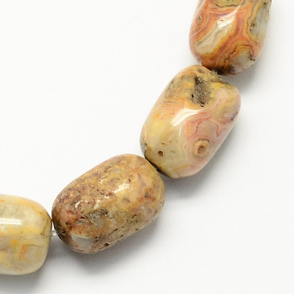 

PandaHall Barrel Shaped Gemstone Natural Crazy Lace Agate Beads Strands, Peru, 15x10mm, Hole: 1mm, about 25pcs/strand, 15.3 inch Crazy Agate..., Brown