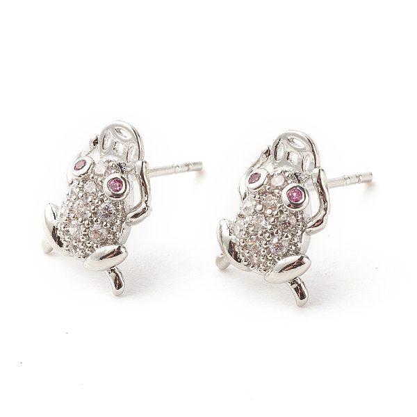 

PandaHall Frogs and Copper Coins Cubic Zirconia Stud Earrings, Lucky Fortune Brass Earrings for Women, Cadmium Free & Lead Free, Platinum...