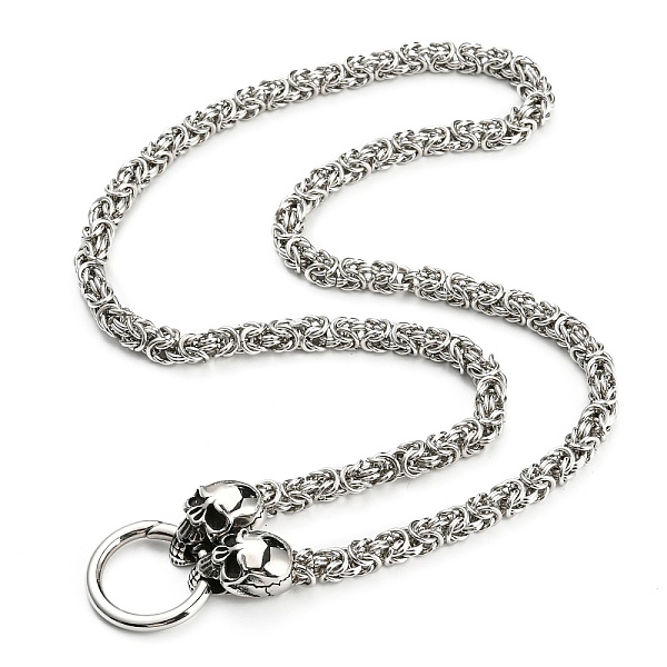 

PandaHall 304 Stainless Steel Byzantine Chain Necklace with 316L Surgical Stainless Steel Skull Clasps, Antique Silver & Stainless Steel...