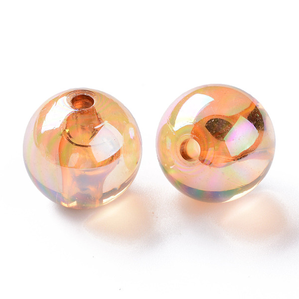 

PandaHall Transparent Acrylic Beads, AB Color Plated, Round, Sandy Brown, 16x15mm, Hole: 2.8mm, about 220pcs/500g Acrylic Round