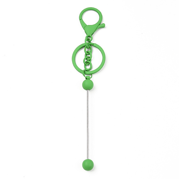

PandaHall Spray Painted Alloy Bar Beadable Keychain for Jewelry Making DIY Crafts, with Alloy Lobster Clasps and Iron Ring, Lime Green...
