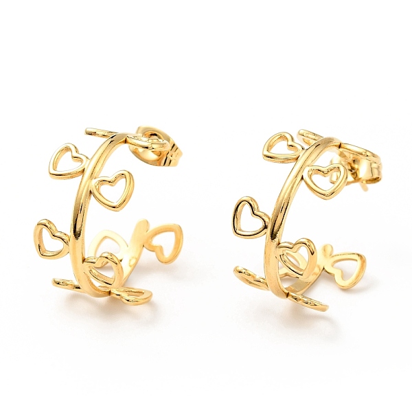 

PandaHall Heart Wrap Stud Earrings, Ion Plating(IP) 304 Stainless Steel Half Hoop Earrings for Women, Golden, 20x25x11.5mm, Pin: 0.8mm 304...