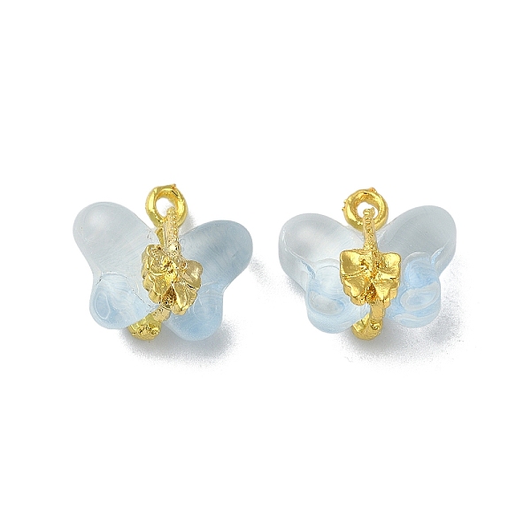 

PandaHall Light Gold Tone Alloy with Glass Charms, Butterfly Charm, Light Steel Blue, 14~14.5x14~14.5x9~9.5mm, Hole: 1.5~1.8mm Alloy+Glass...