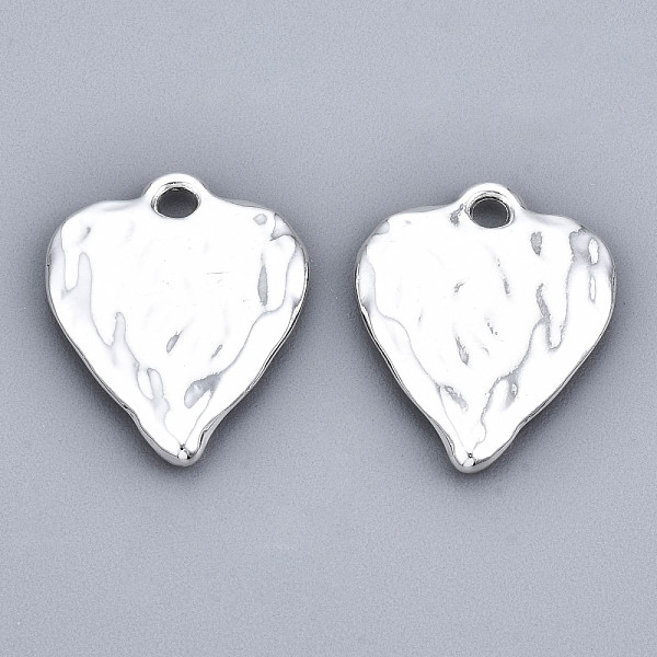 

PandaHall Rack Plating Hammered Alloy Pendants, Cadmium Free & Lead Free, Heart, Silver, 20x16x2mm, Hole: 2mm Alloy Heart