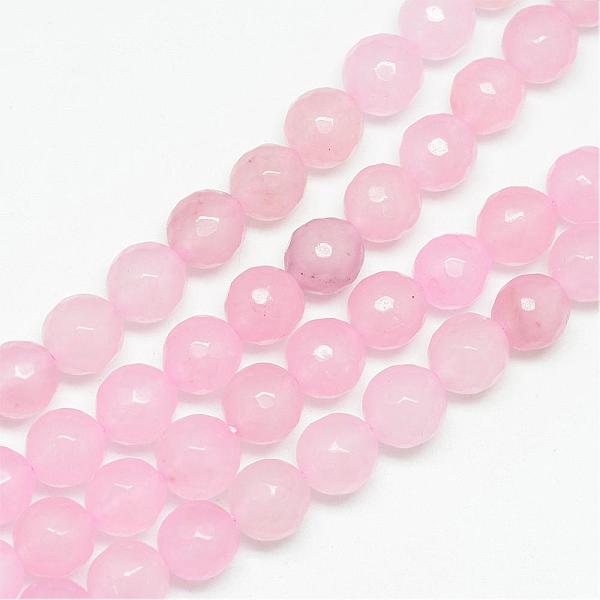 

PandaHall Natural White Jade Bead Strands, Dyed, Faceted, Round, Pink, 10~11mm, Hole: 1mm, about 37~39pcs/strand, 14.37~14.57 inch White...