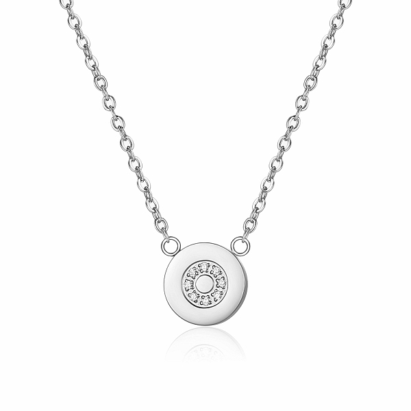 

PandaHall Stainless Steel Flat Round Pendant Necklace for Women Stainless Steel