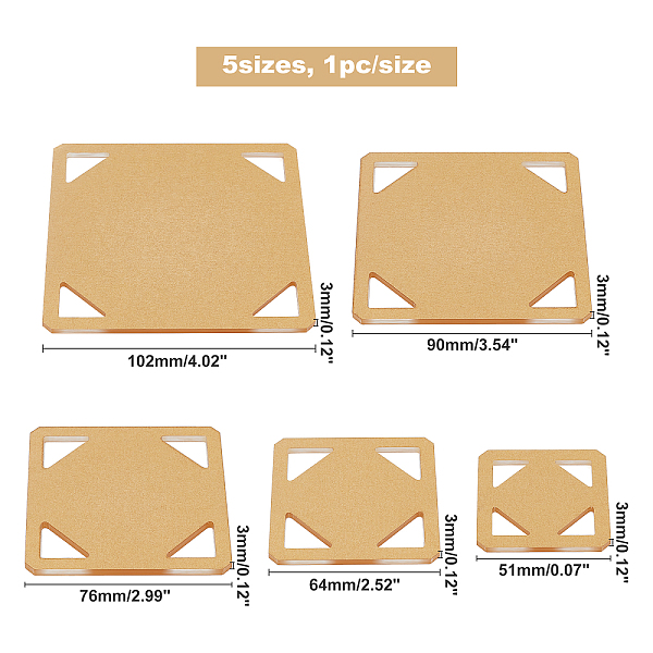 

PandaHall Acrylic Gauge Measuring Ruler Tool, Clear, 5.1~10.2x5.1~10.2x0.3cm, 5pcs/st Acrylic Clear