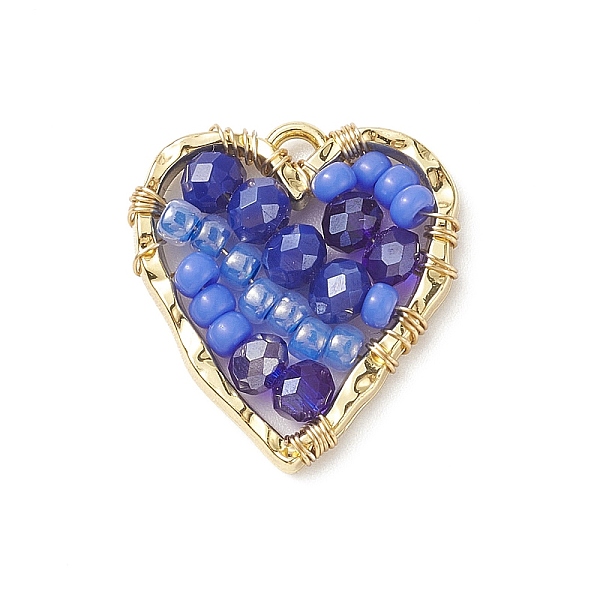 

PandaHall Japanese Seed & Glass Beaded Pendant, with Real 18K Gold Plated Alloy Findings, Heart, Medium Blue, 22.5x21x4mm, Hole: 1.5mm...