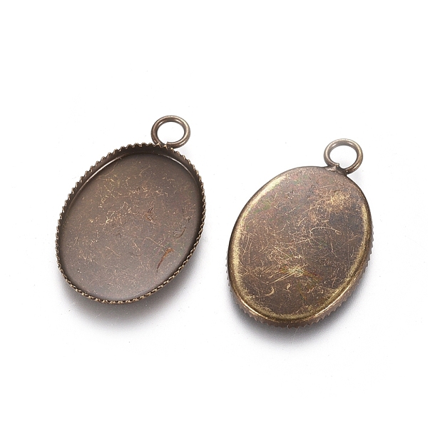 

PandaHall Brass Pendant Cabochon Settings, Milled Edge Bezel Cups, for Pendant Making, Nickel Free, Antique Bronze, 23x13.5x1mm, Hole: 2mm...
