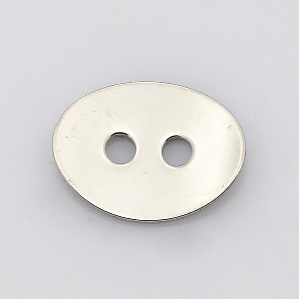 

PandaHall Oval 2-Hole 201 Stainless Steel Buttons, Stainless Steel Color, 11x14x1mm, Hole: 2mm 201 Stainless Steel Oval