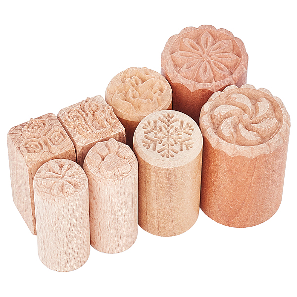 

PandaHall Olycraft DIY Scrapbook, Wooden Stamps, Column & Square, Mixed Patterns, BurlyWood, 8pcs/set Wood Orange
