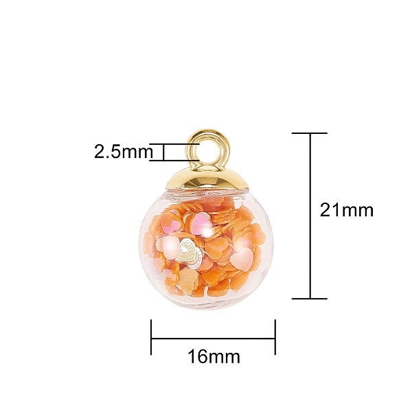 

PandaHall Transparent Glass Globe Pendants, with Glass Micro Beads & Resin Rhinestone & Plastic Paillette/Sequins Beads inside, CCB Plastic..., Multicolor