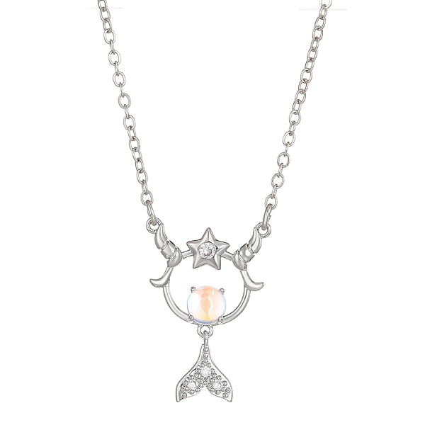 

PandaHall Constellation Rhinestone Pendant Necklace, Platinum Brass Star Necklace, Capricorn, 16.14~19.69 inch(41~50cm) Rhinestone Capricorn