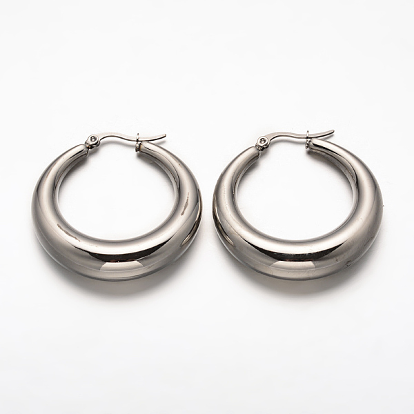 

PandaHall Ring 304 Stainless Steel Hoop Earrings, Hypoallergenic Earrings, Stainless Steel Color, 39.5x38x9mm, Pin: 1x0.5mm 304 Stainless...