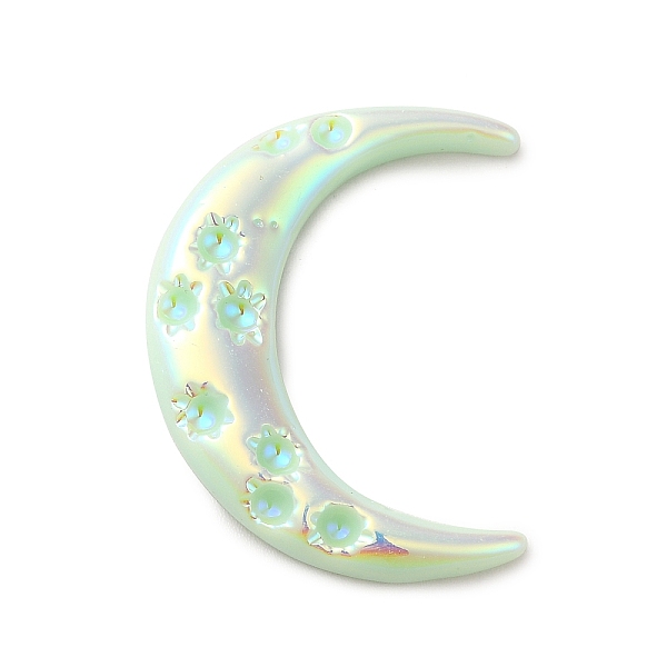 

PandaHall Opaque Resin Cabochons, AB Color Plated, Moon, Light Green, 33x25x4mm Resin Moon