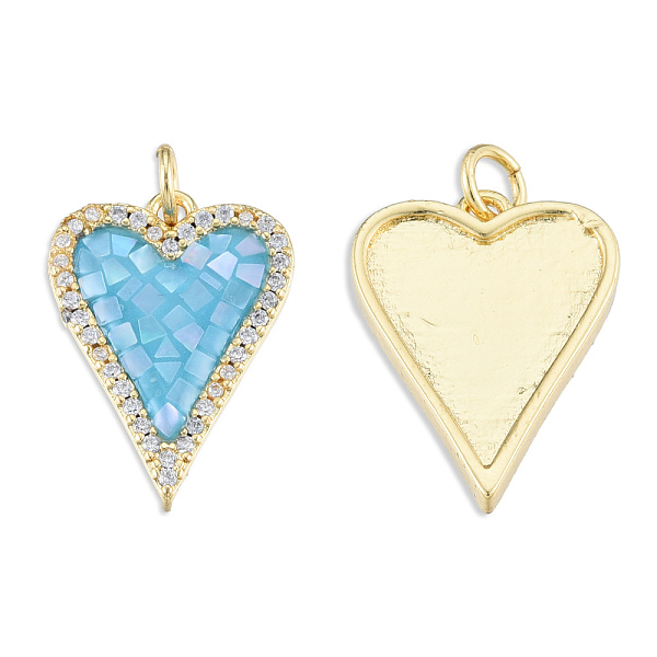 

PandaHall Brass Micro Pave Clear Cubic Zirconia Pendants, with Jump Rings and Shell, Enamel, Real 18K Gold Plated, Nickel Free, Heart, Light...
