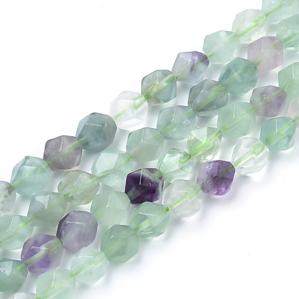 PandaHall Natural Fluorite Beads Strands, Star Cut Round Beads, Faceted, 9.5~10x9mm, Hole: 1.5mm, about 37~39pcs/strand, 14.9 inch Fluorite...