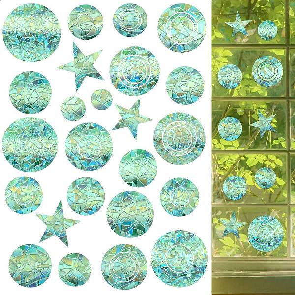 6PCS PVC Stickers Dazzling Color Window Stickers 3D Laser Circle Shapes Electrostatic Glass Window Stickers