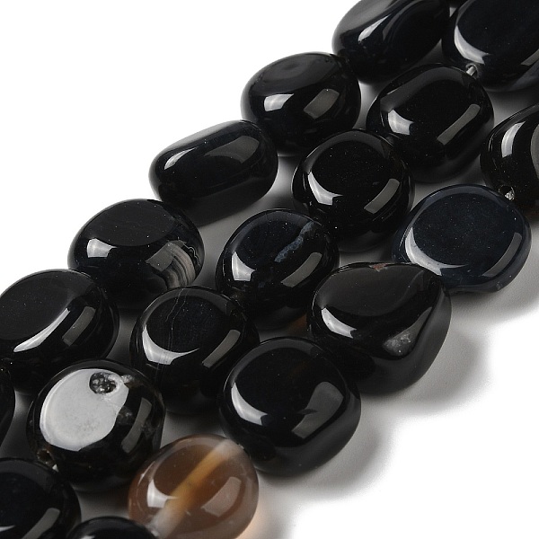 

PandaHall Natural Black Agate Beads Strands, Dyed & Heated, Nuggets, Tumbled Stone, Black, 14~15x10~14x8~9.5mm, Hole: 1.6mm, about...