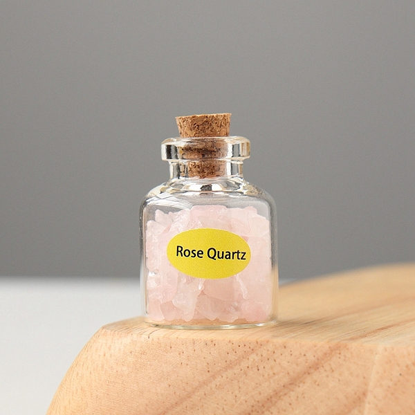 

PandaHall Rose Quartz Display Decorations, Reiki Energy Stone Chip Wishing Bottle, 20x30mm Rose Quartz Bottle