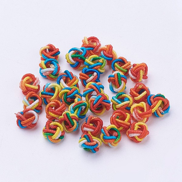 

PandaHall Nylon Cord Woven Beads, Round, Colorful, 6~6.5x4.5mm, Hole: 2.5mm, about 93~100pcs/bag Nylon Round