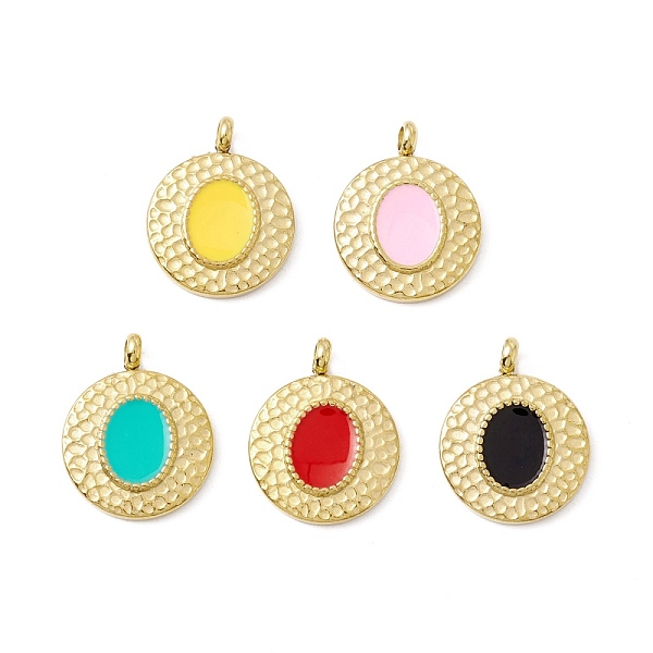 

PandaHall Vacuum Plating 304 Stainless Steel Enamel Pendants, Light Gold, Flat Round, Mixed Color, 19x15x4mm, Hole: 2.4mm Stainless..., Multicolor
