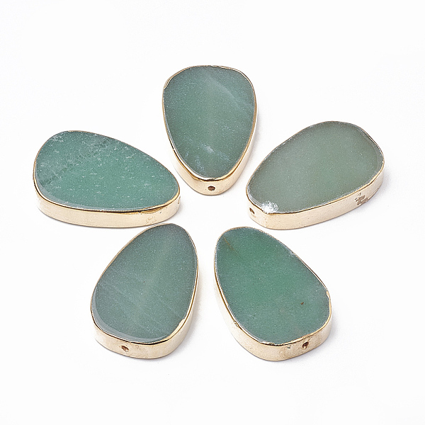 

PandaHall Natural Green Aventurine Beads, with Golden Tone Brass Findings, teardrop, 46~47x30~31x8~9mm, Hole: 1.2mm Green Aventurine...