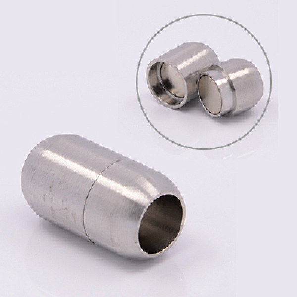 

PandaHall 304 Stainless Steel Magnetic Clasps with Glue-in Ends, Column, Stainless Steel Color, 21x12mm, Hole: 8mm 304 Stainless Steel...