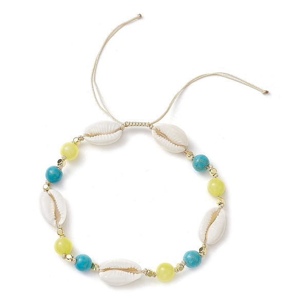 

PandaHall Cowrie Shell and Gemstone Beads Anklets, Inner Diameter: 2-1/2~4-3/8 inch(6.3~11.1cm) Mixed Stone Shell Shape