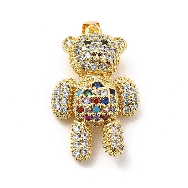 

PandaHall Brass Micro Pave Cubic Zirconia Pendants, Bear Charm, Mechanical Charm, Golden, Colorful, 30x19x10mm, Hole: 4X3mm Brass+Cubic...