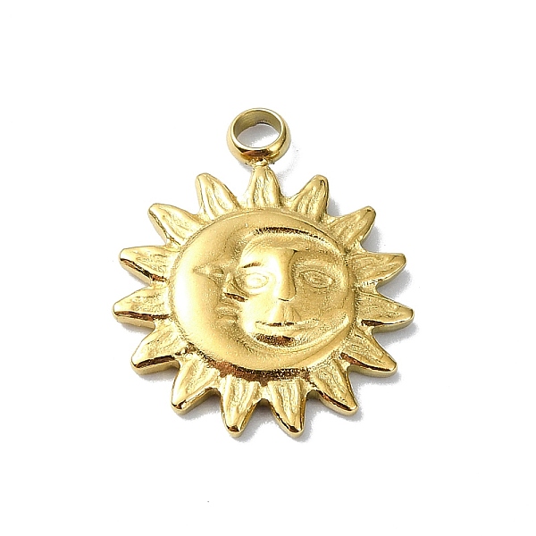 

PandaHall Ion Plating(IP) 304 Stainless Steel Pendants, Real 18K Gold Plated, Sun, 16x13x2mm, Hole: 2mm 304 Stainless Steel Sun