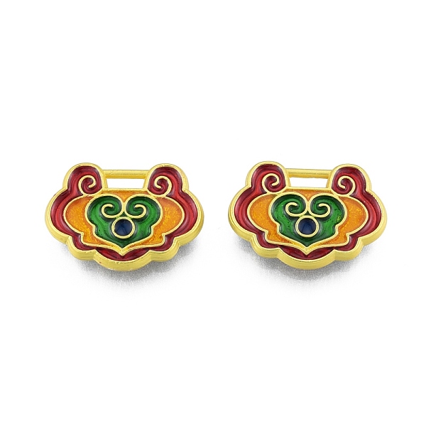 

PandaHall Alloy Enamel Charms, Matte Style, Auspicious Clouds Lock, Matte Gold Color, 13x17.5x3mm, Hole: 1.5x4mm Alloy+Enamel Lock Green