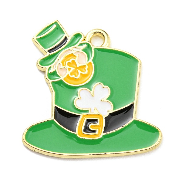 

PandaHall Saint Patrick's Day Alloy Enamel Pendants, Light Gold, Hat, 24x23x1.5mm, Hole: 1.8mm Alloy+Enamel Hat