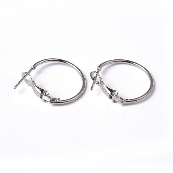 

PandaHall Brass Hoop Earrings, Nickel Free, Platinum, 20x1.2mm Brass