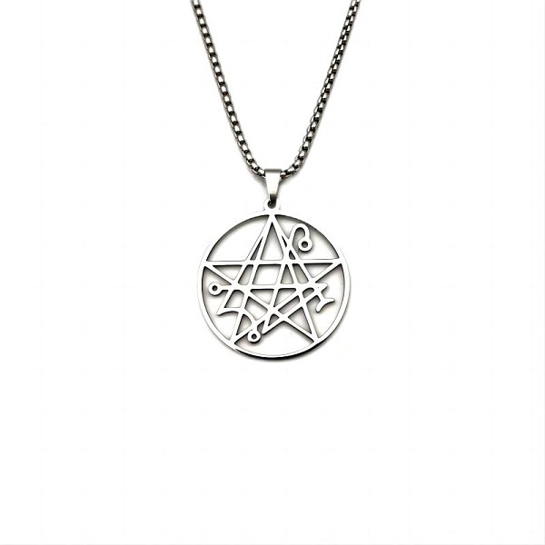 

PandaHall Stylish Stainless Steel Box Chain Necklaces, Necronomicon Pendant Necklaces for Men Women Stainless Steel