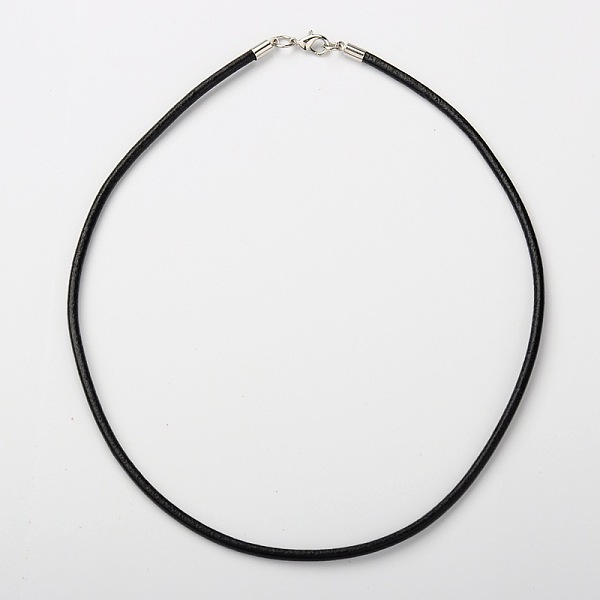

PandaHall Cowhide Leather Necklace Making, with Brass Lobster Claw Clasps and Brass Cord Ends, Platinum Metal Color, Black, 66x0.3cm Leather...